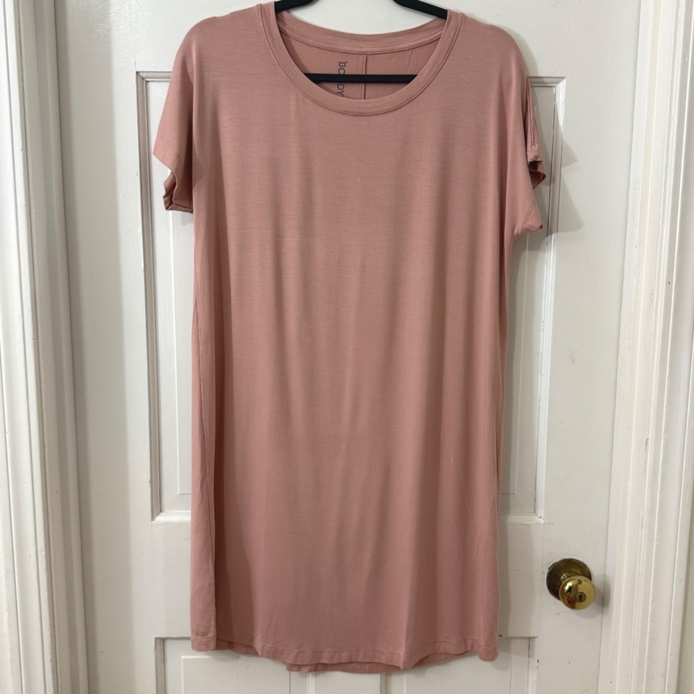 Boody Bamboo Goodnight Dress Sz M Dusty Pink Minimalist Soft Sustainable Sleep
